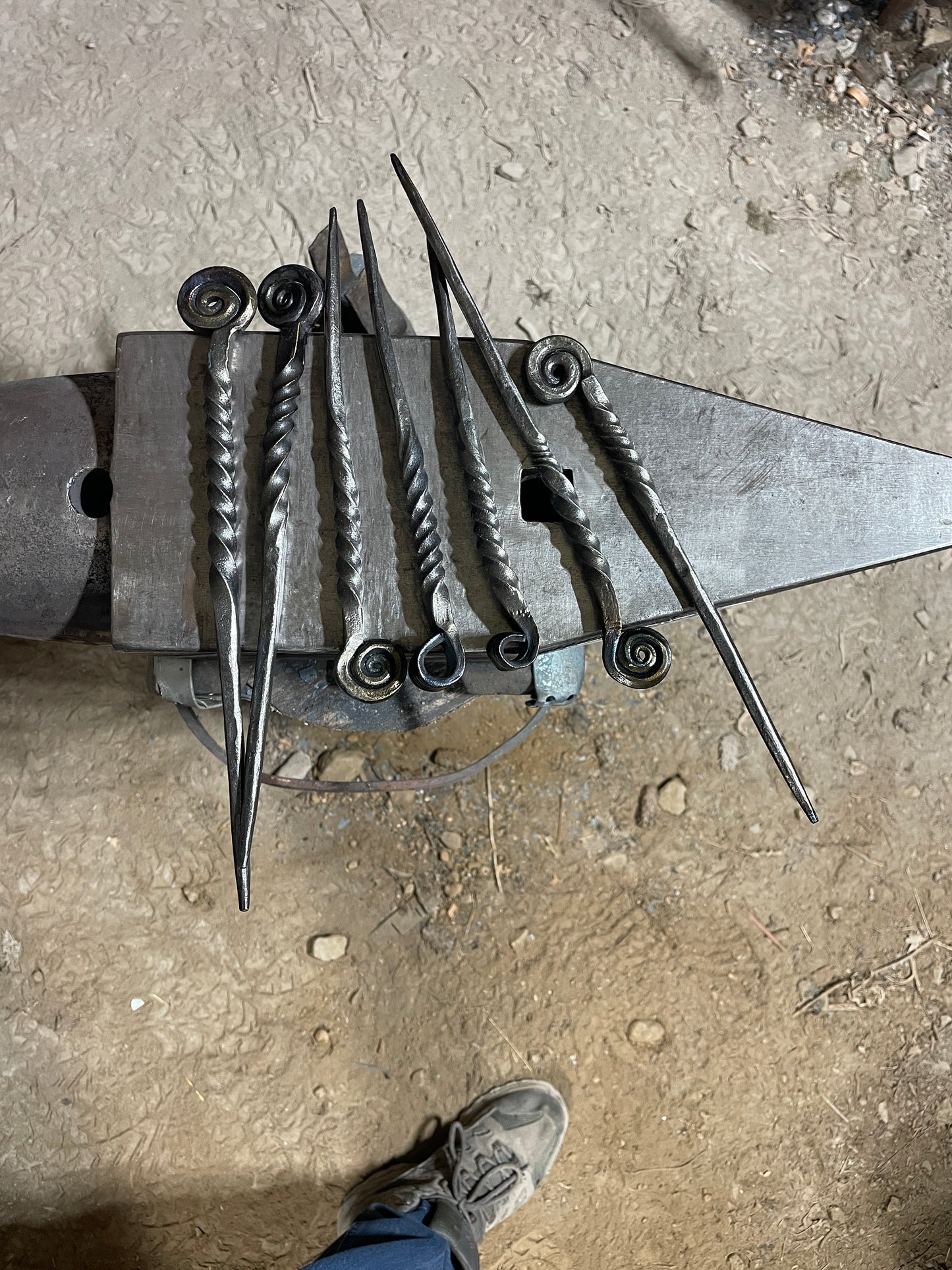 Spiral hand forged magic wand or candle scribes