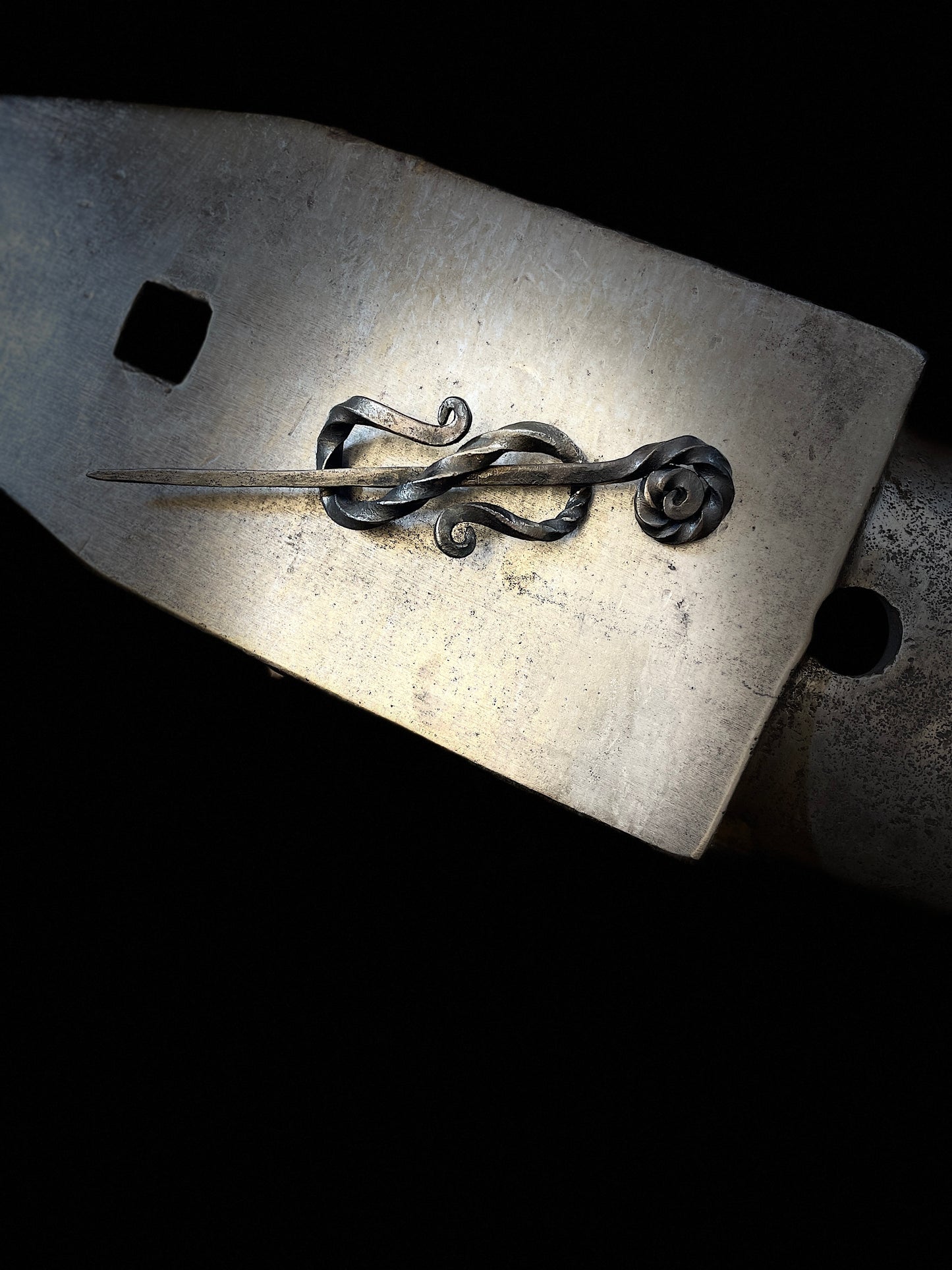 Hand forged hair pin brooch Celtic Viking style