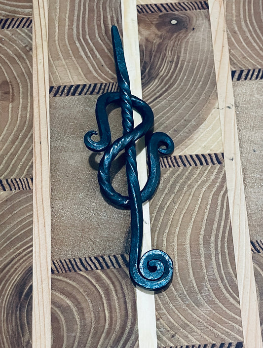 Hand forged hair pin brooch Celtic Viking style