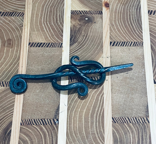 Hand forged hair pin brooch Celtic Viking style